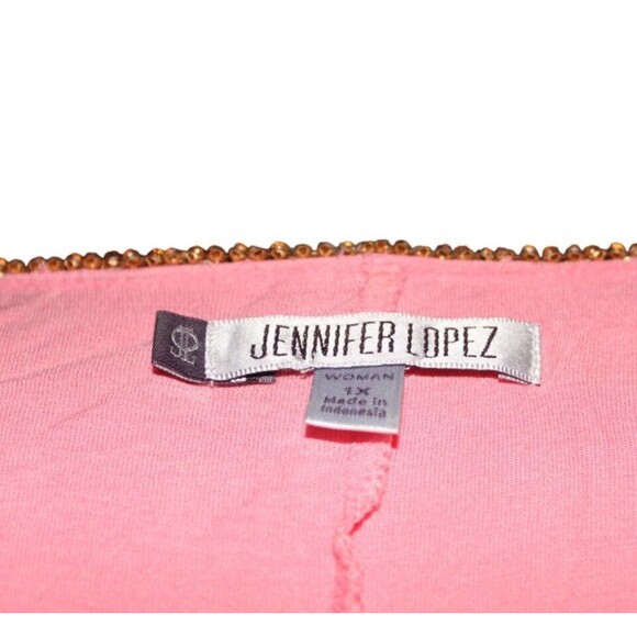 Jennifer Lopez Pink Layered Sleevless Top Tunic Blouse Embellished Neckline 1X - Picture 7 of 7